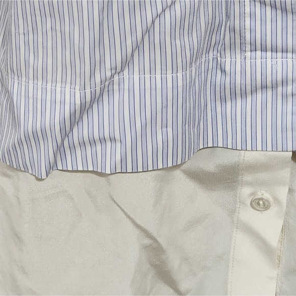 Vince striped blue and white silk button down shirt size 10 medium - Picture 6 of 8